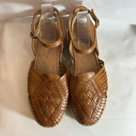 HARMONICA Sz 8.5 Sandals Huarache Fisherman Leather Espadrilles Ankle Strap - Picture 4 of 14